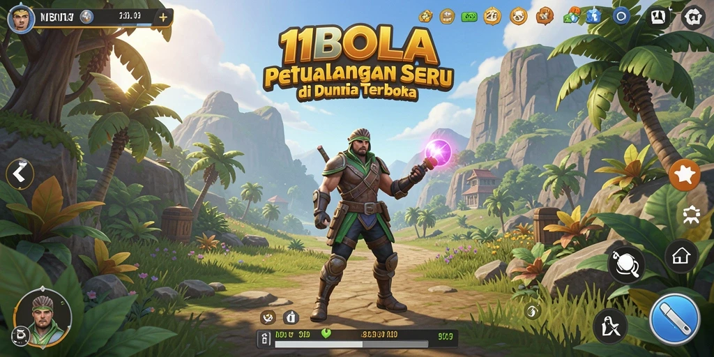 Screenshot gameplay 11BOLA yang menampilkan dunia terbuka yang luas.
