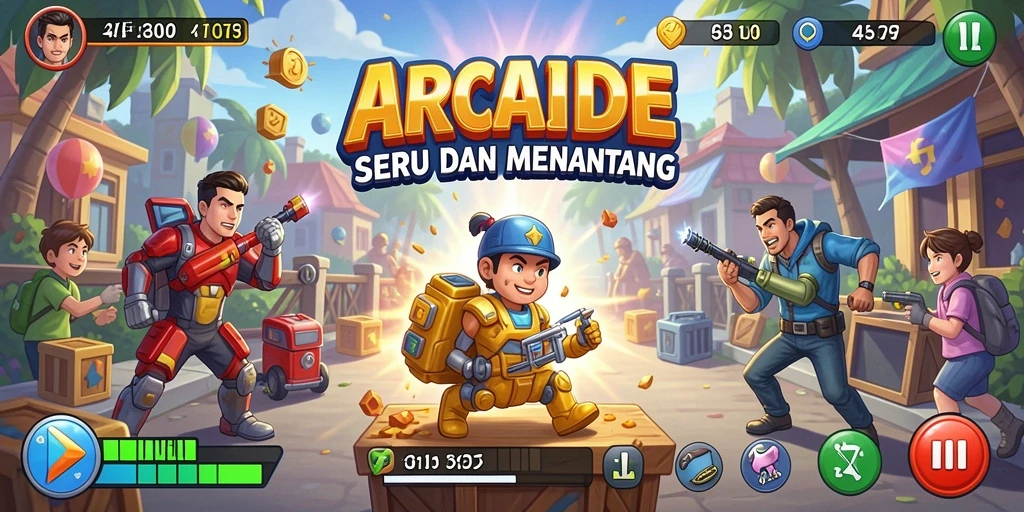 Screenshot permainan 47F menunjukkan aksi gameplay Arcade yang mendebarkan.