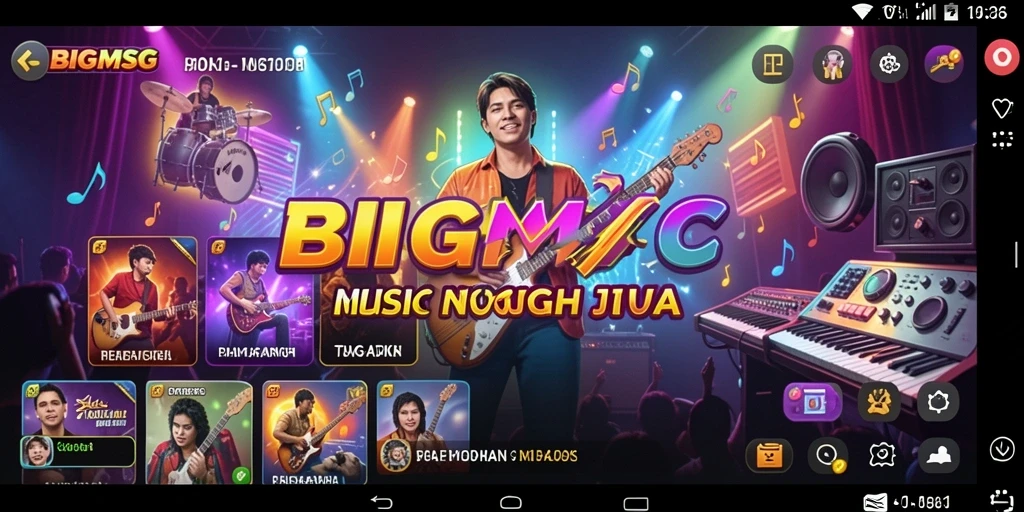 Tampilan gameplay BIGMSG yang menampilkan antarmuka musik yang interaktif.