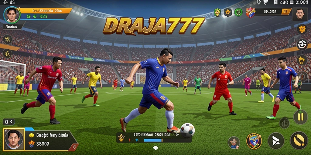 Tampilan gameplay DRAJA777 yang mendebarkan dalam aksi sepak bola.