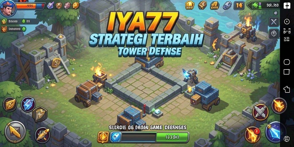 Tampak menara siap bertahan melawan gelombang musuh dalam IYA777.
