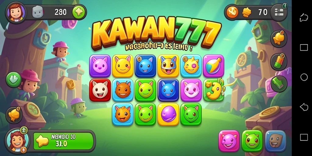 Tampilan gameplay seru dari KAWAN777 yang penuh warna.