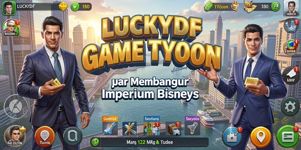Screenshot gameplay LUCKYDF menampilkan berbagai bisnis dan proses manajemen yang menarik.