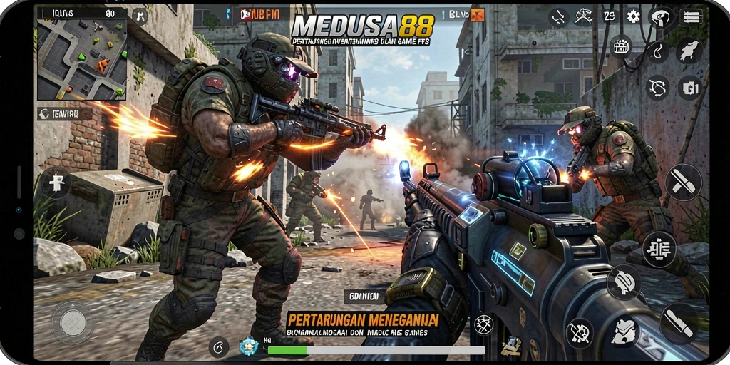 Gameplay menegangkan di MEDUSA88 dengan adegan pertempuran yang seru.