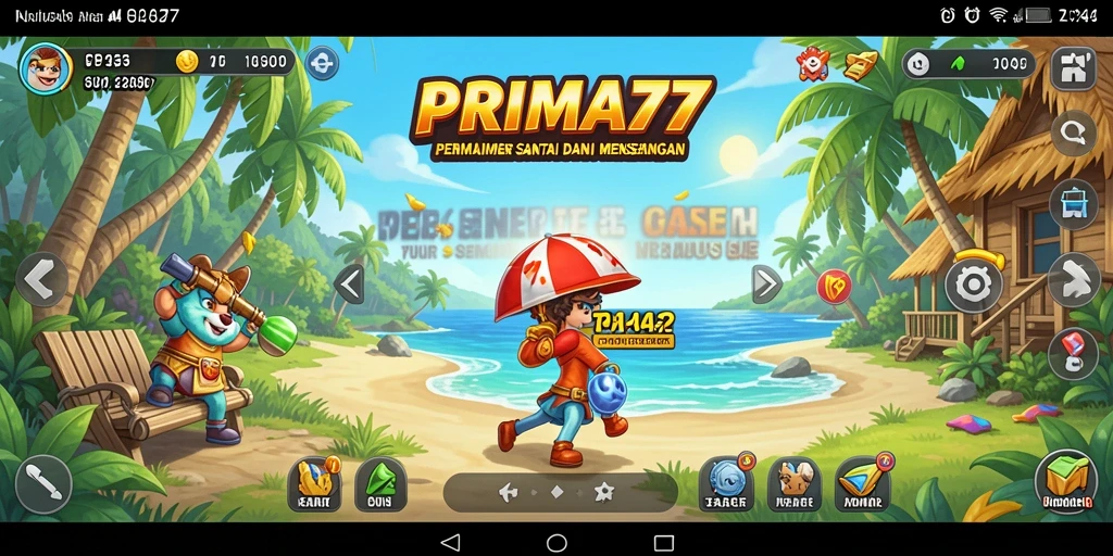 Tampilan gameplay PRIMA77 yang menarik dan colorful.