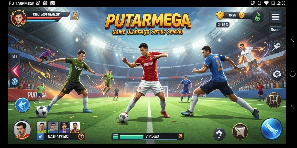 Tampilan gameplay PUTARMEGA dengan aksi seru olahraga.
