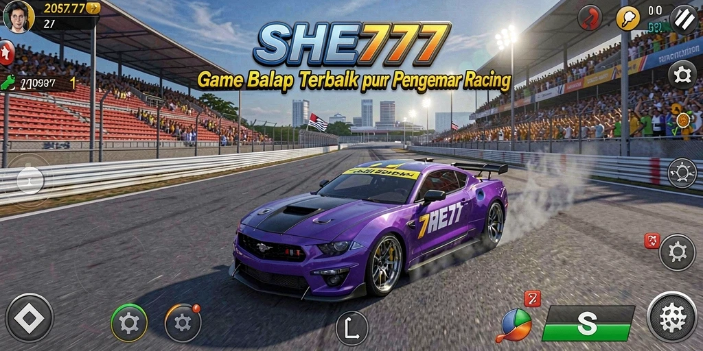 Tampilan gameplay balapan yang intens dan mendebarkan di SHE777.