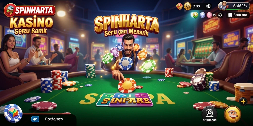 Tampilan gameplay SPINHARTA yang menarik dan interaktif.